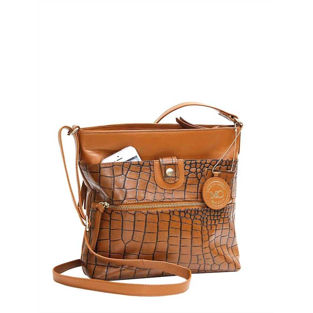 NEW MC HANDBAGS women's kymberlee genuine leather crossbody bag in tan